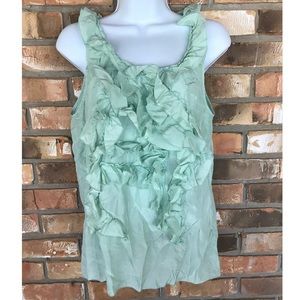 Banana Republic Women’s Mint Green Ruffled Front Silk Top Size Medium